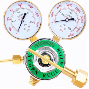 Oxygen regulator, welding pressure gauge, all brass heavy-duty fuel tank, cutting torch kit, outlet 0-200PSI, inlet 0-4000PSI, CGA 540 (oxygen regulator)