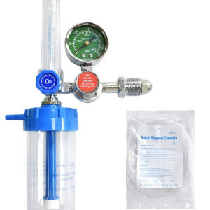 Oxygen Cylinder Regulator with Flowmeter and Humidifier Bottle With Nasal Oxygen Cannula